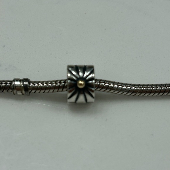 Pandora two tone retired 14k gold and silver sunburst divider clip - Picture 4 of 4